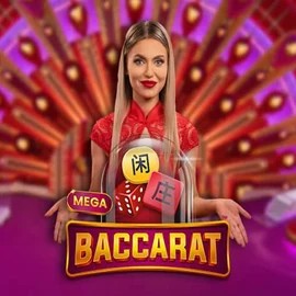 Mega Baccarat online game logo by Pragmatic Play on luckyblockcasinoo.nl